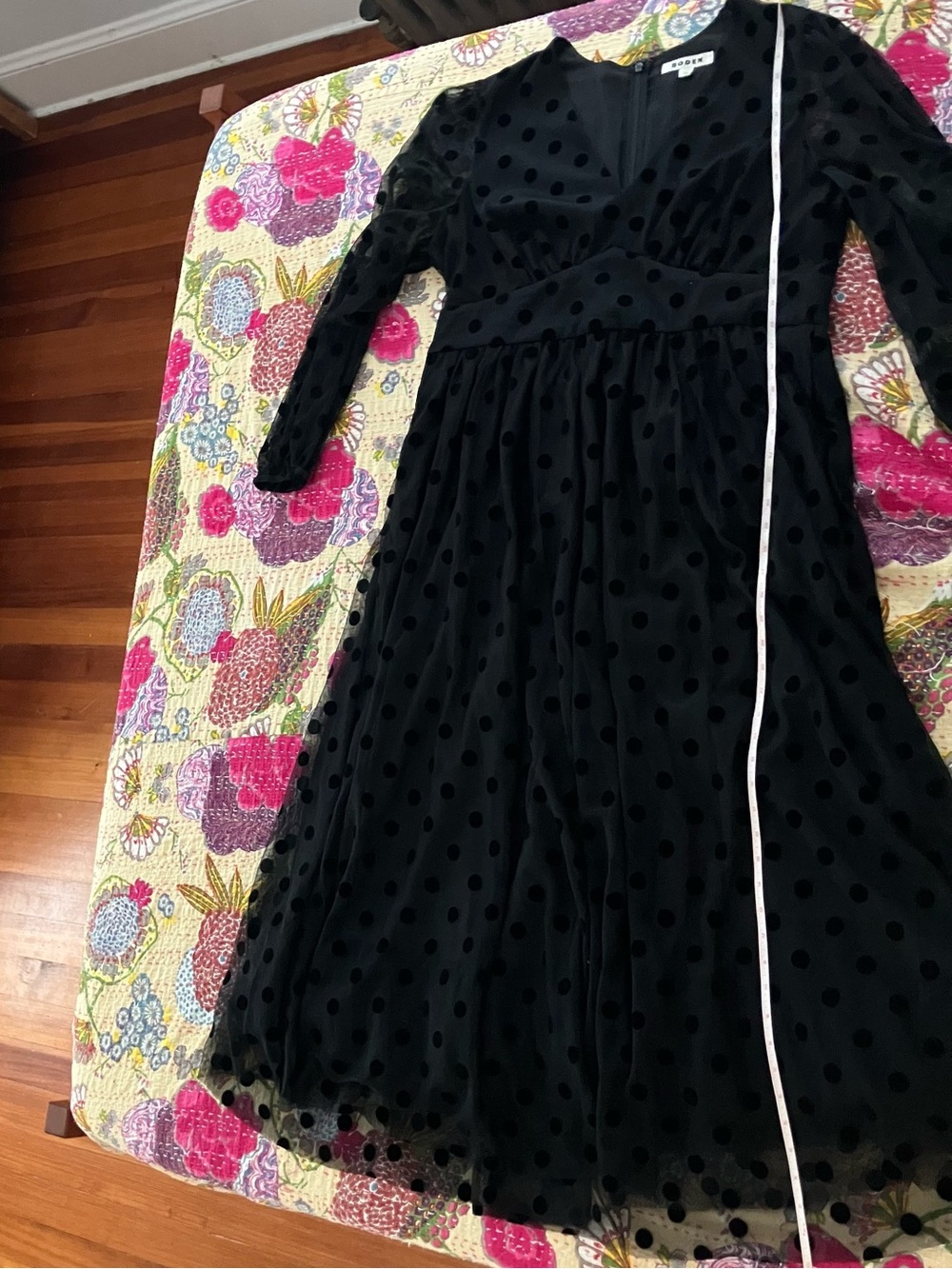 Boden Black Polka Dot Spot Holiday Party Sleeve Christina Tulle Midi Dress 16 18 - Picture 14 of 15